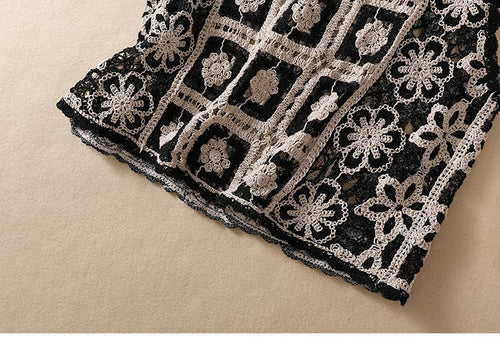 Hope & Sunshine - Crochet Lace-Up Open Knit Cardigan