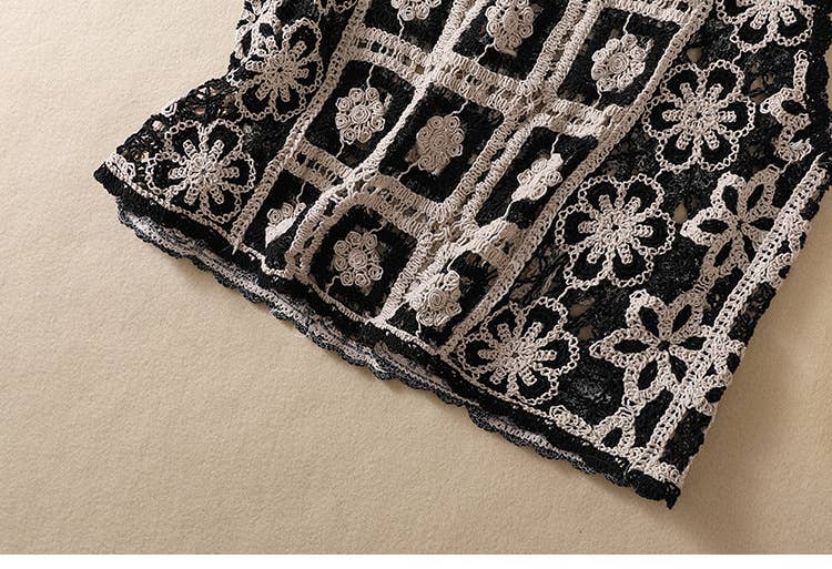 Hope & Sunshine - Crochet Lace-Up Open Knit Cardigan