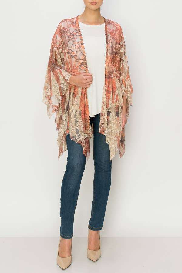 Origami Apparel ~  Lace and Crochet inspired - OLS-4618BG SAVANNAH Cardigan