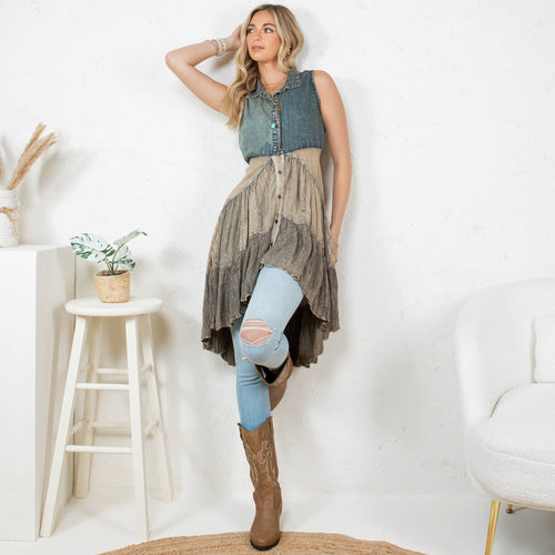 Young Threads - Front-Open Asymmetrical High Low Top - New Design