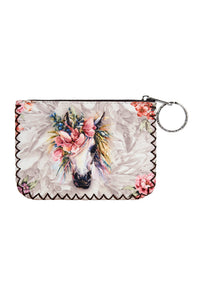 Ole - Floral Horse Printed Coin Purse HB0665 - NO.49WH