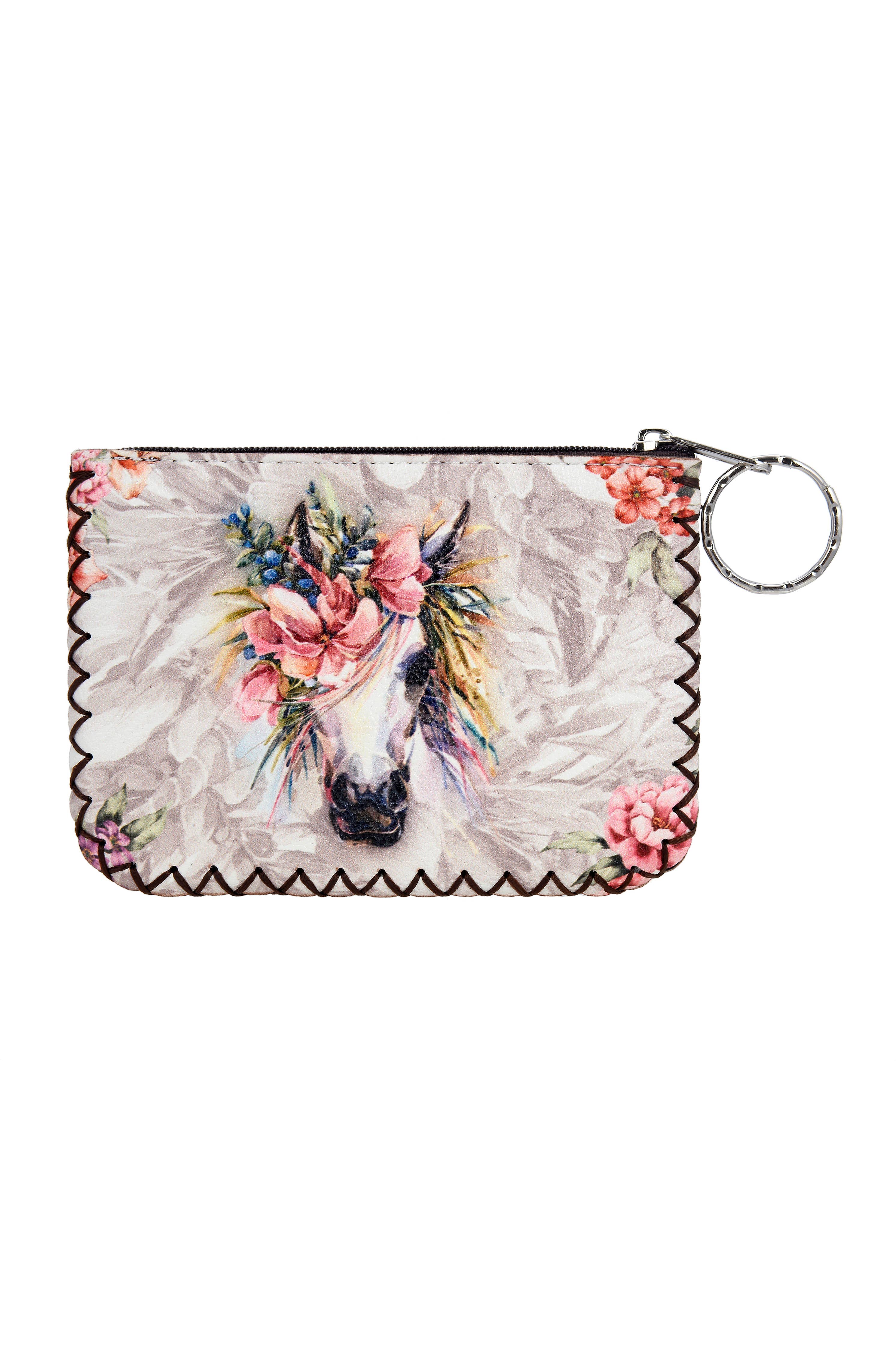 Ole - Floral Horse Printed Coin Purse HB0665 - NO.49WH