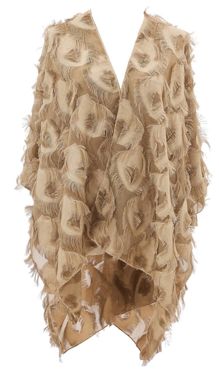 JC Sunny Fashion - 11 Colors-Fringe Feather Detailed Lightweight Eyelash Kimono