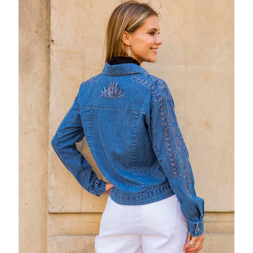 Young Threads - Western Women’s Long Sleeve Button Down Crop Denim Jacket