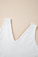 White Lace Crochet Splicing Eyelet V Neck Tank Top