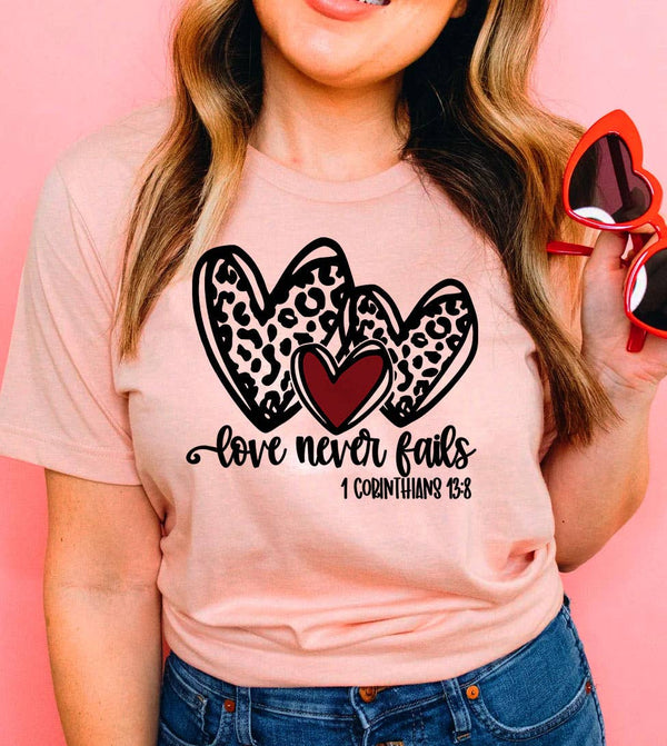 House Of Rodan - Love Never Fails - Valentine's Day Sweet Love T-Shirt