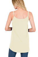 Blue Spaghetti Strap V Neck Flowy Tunic Cami Top