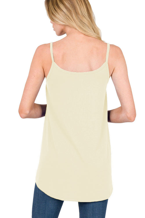 Blue Spaghetti Strap V Neck Flowy Tunic Cami Top