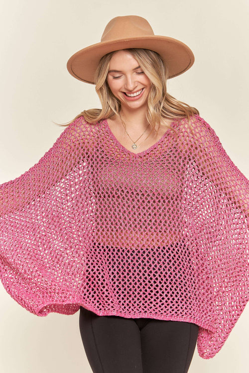 Madelyn - LESW3218 - FISHNET PONCHO COVER UP