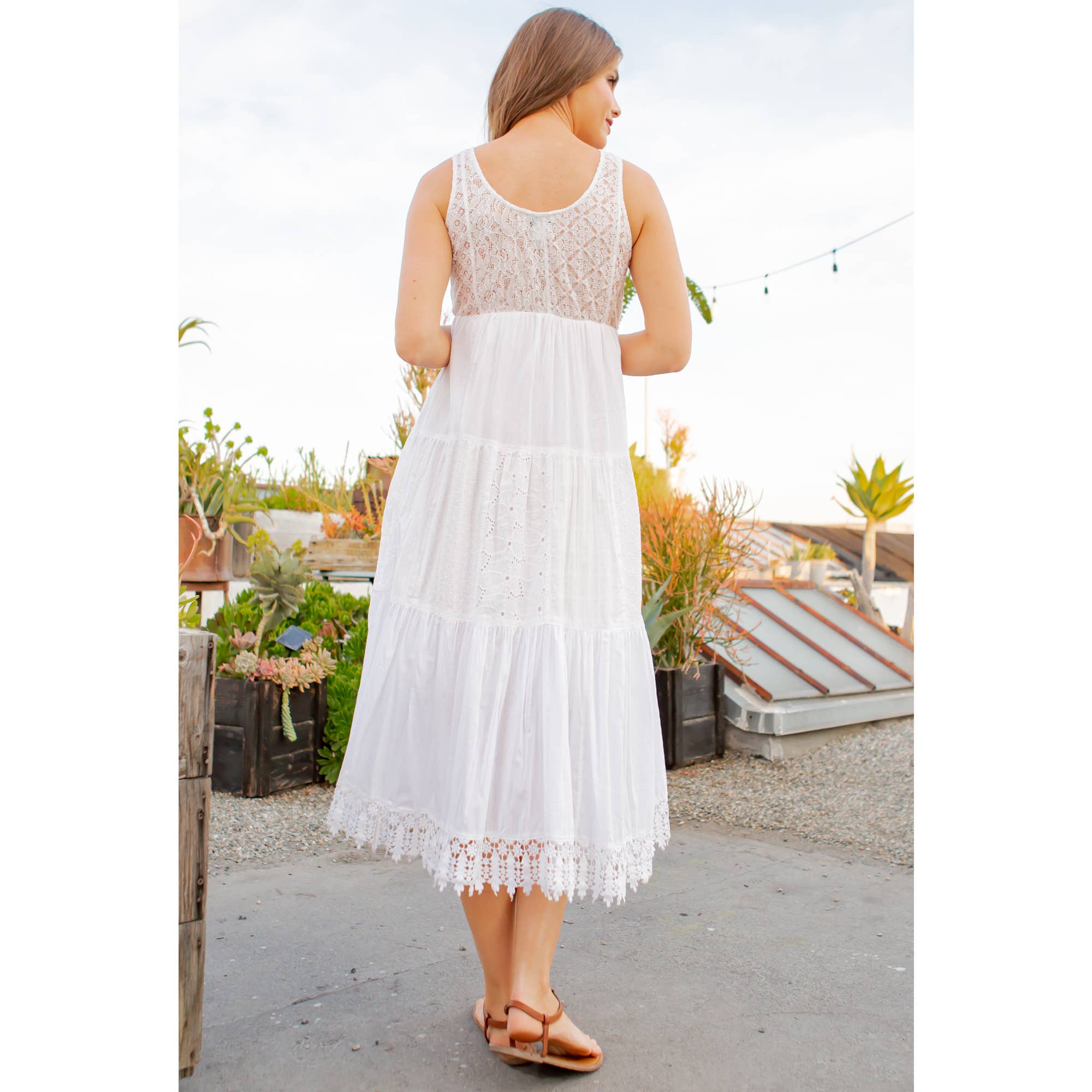 Young Threads - Embroidered Patchwork Dress With Lace Trim