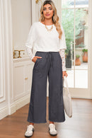 Pink Flower Patch Mineral Washed Cropped Wide Leg Pants