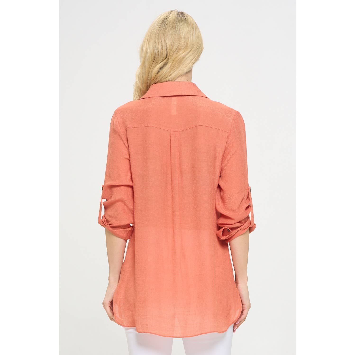 Perseption - FLAP POCKET BUTTON DOWN FRONT BOYFRIEND SHIRT