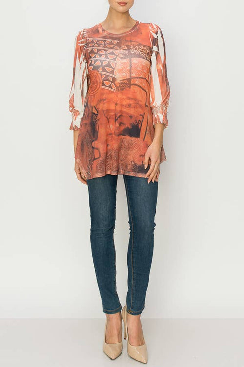 Origami Apparel ~  Lace and Crochet inspired - OLS-4596 BG SAVANNAH TOP