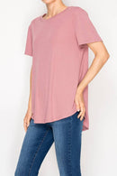 Origami Apparel ~  Lace and Crochet inspired - Ultra-Soft Short Sleeve Tee - OLS-4867DUSTY ROSE
