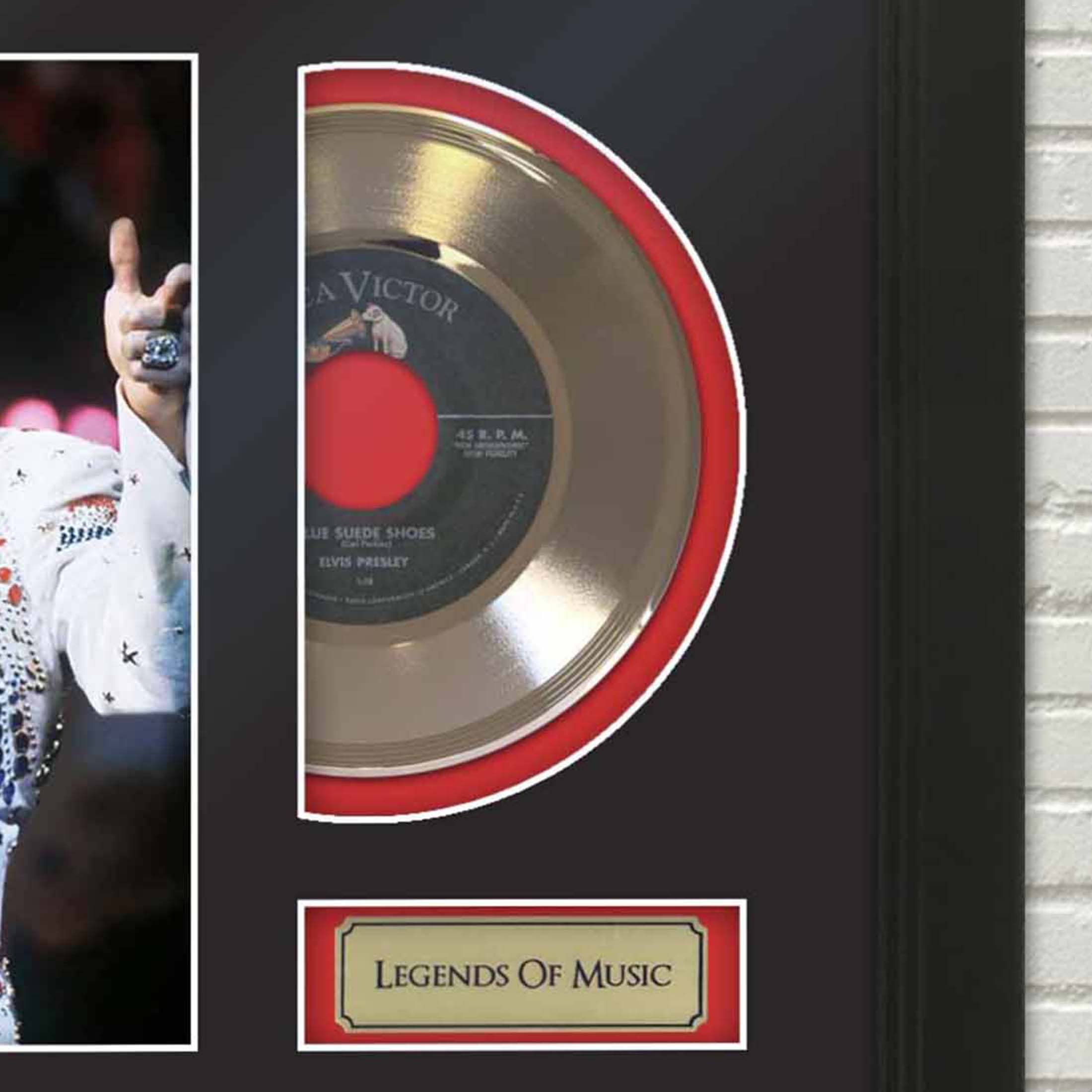 Gold Record Outlet - Elvis Blue Suede Shoes Legends of Music Gold Display
