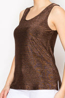 Origami Apparel ~  Lace and Crochet inspired - Shimmery Essential Sleeveless Lurex Tank - 4844COPPER