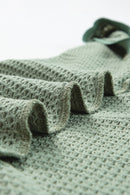 Black Scoop Neck Waffle Knit Splicing Flowy Vest