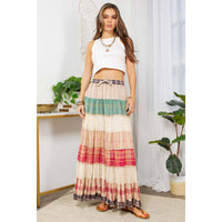 Young Threads - Vintage Vibes: Crinkled Tiered Skirt With Mixed Cotton Dobby