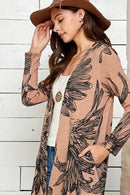 Shopin LA - SG21021-2087 - WOMEN FLORAL PRINT SOFT POCKET CARDIGAN