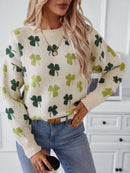 Hope & Sunshine - Clover Pattern Knit Pullover Sweater