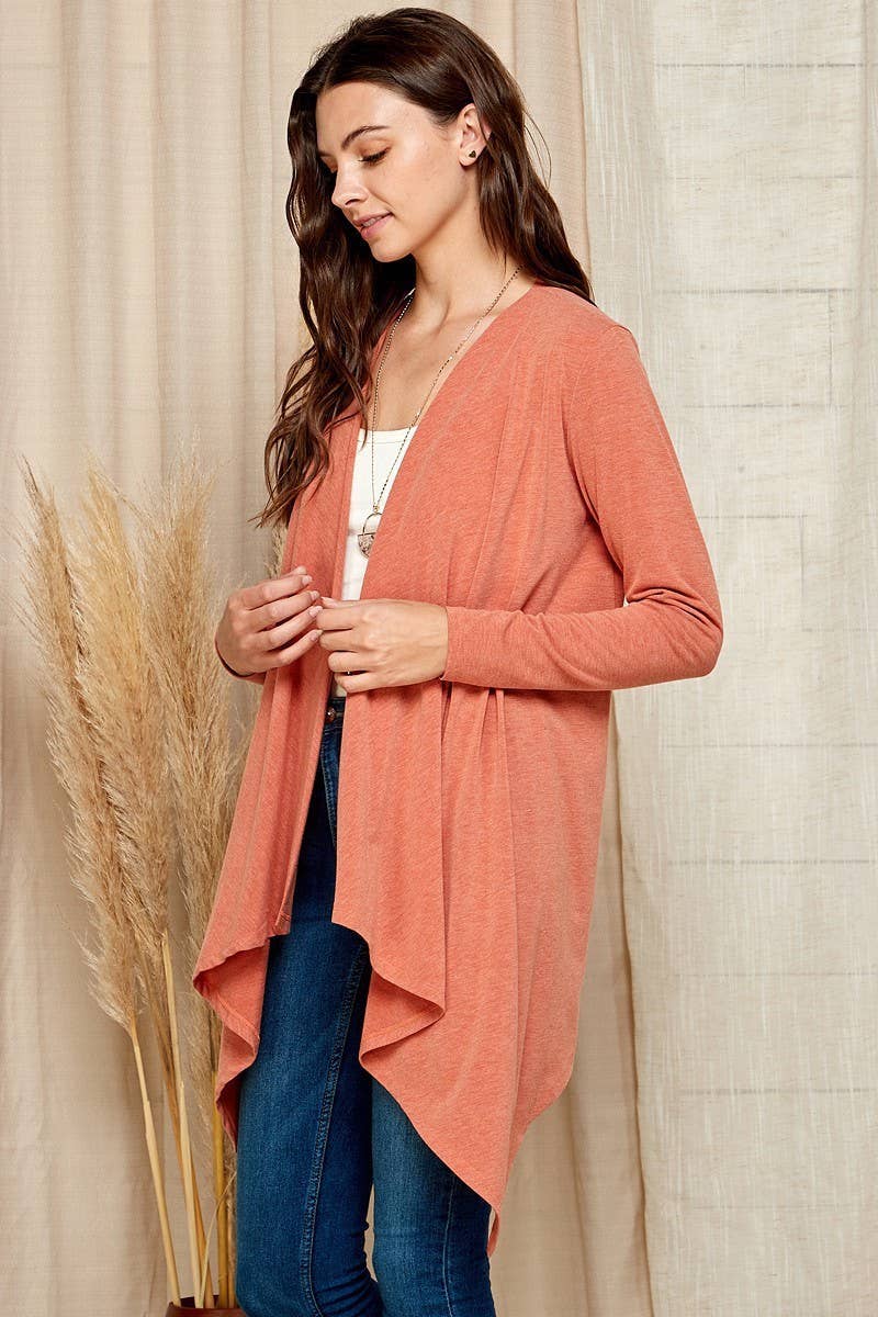 Shopin LA - SG21025. - WOMEN BASIC NATURAL AND SOFT DRAPE CARDIGAN