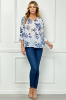 Winslow Collection - RUFFLE SLEEVE V-NECK SWING TOP