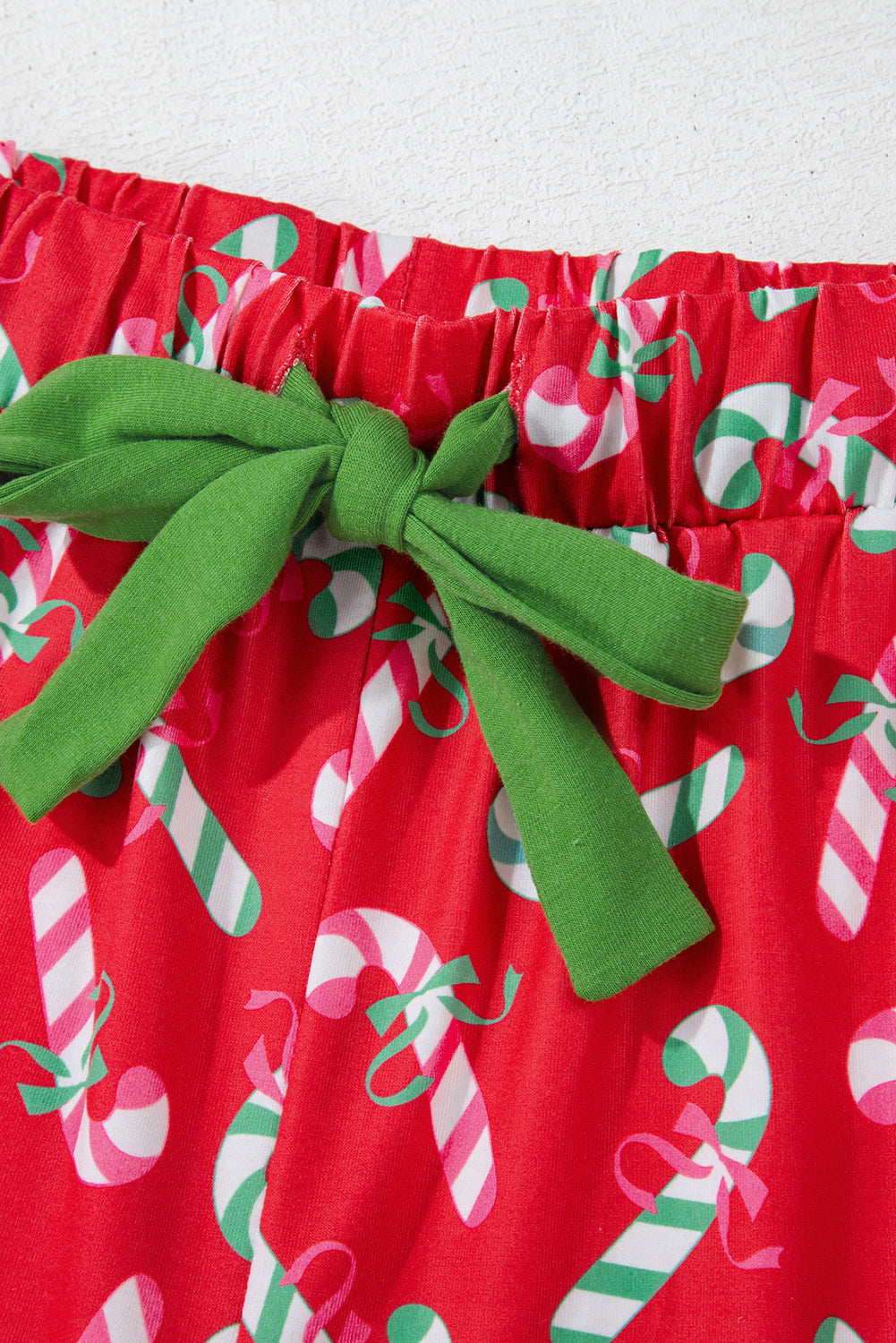 Red Christmas Candy Cane Print Pajama Set