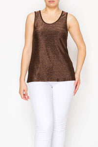 Origami Apparel ~  Lace and Crochet inspired - Shimmery Essential Sleeveless Lurex Tank - 4844COPPER
