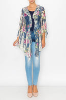 Origami Apparel ~  Lace and Crochet inspired - OLS-4495 BG/DENIM ROSE