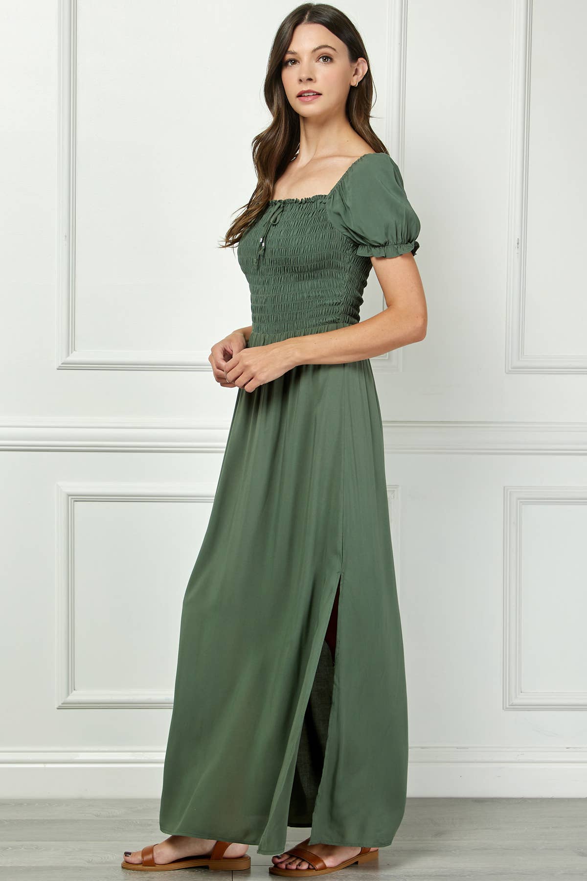 Winslow Collection - SMOCKED TOP MAXI BOHO DRESS BP433861MI