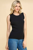 Shopin LA - CSP9277 - WOMEN SLEEVELESS RIBBED RUFFLE EDGE TANK TOP