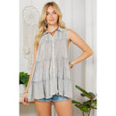 Young Threads - Sleeveless Jhabla Top Embroideried Stonewashed