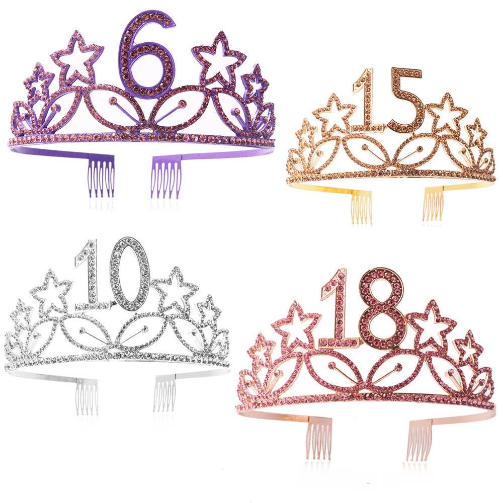 Ole - Birthday Star Rhinestone Crown Headband L3959