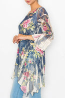 Origami Apparel ~  Lace and Crochet inspired - OLS-4565NAT/DE ROSE TUNIC