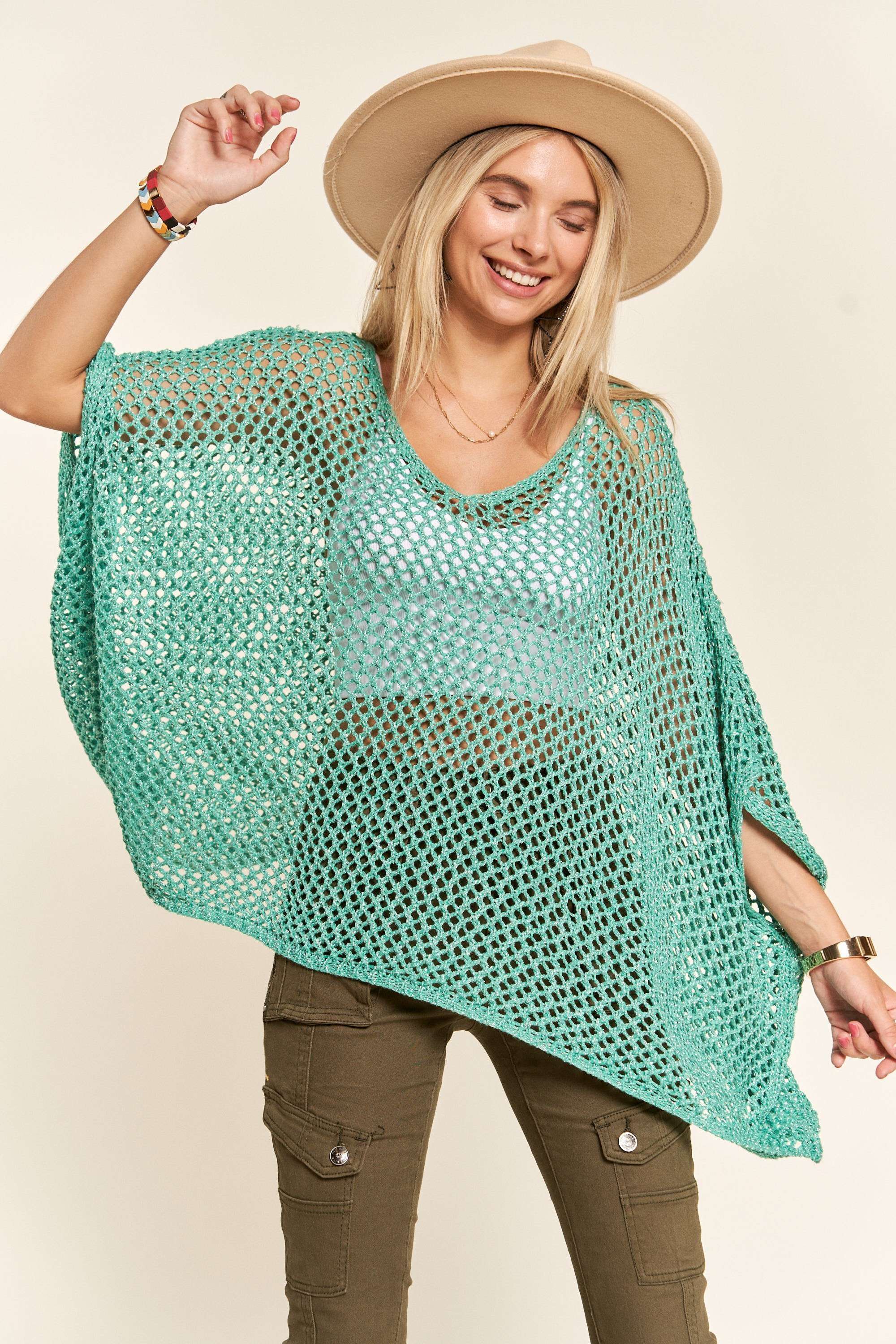Madelyn - LESW3218 - FISHNET PONCHO COVER UP