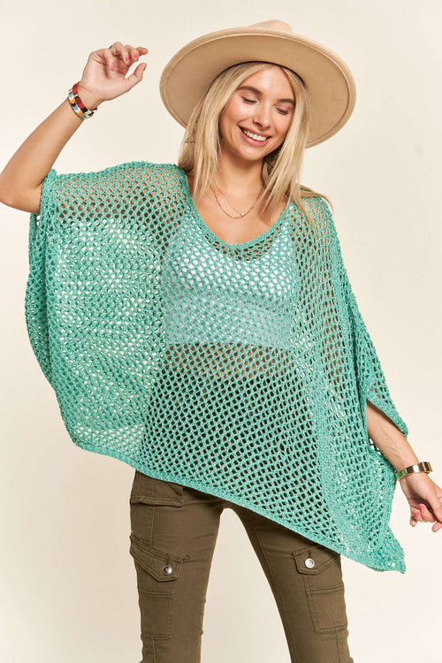 Madelyn - LESW3218 - FISHNET PONCHO COVER UP