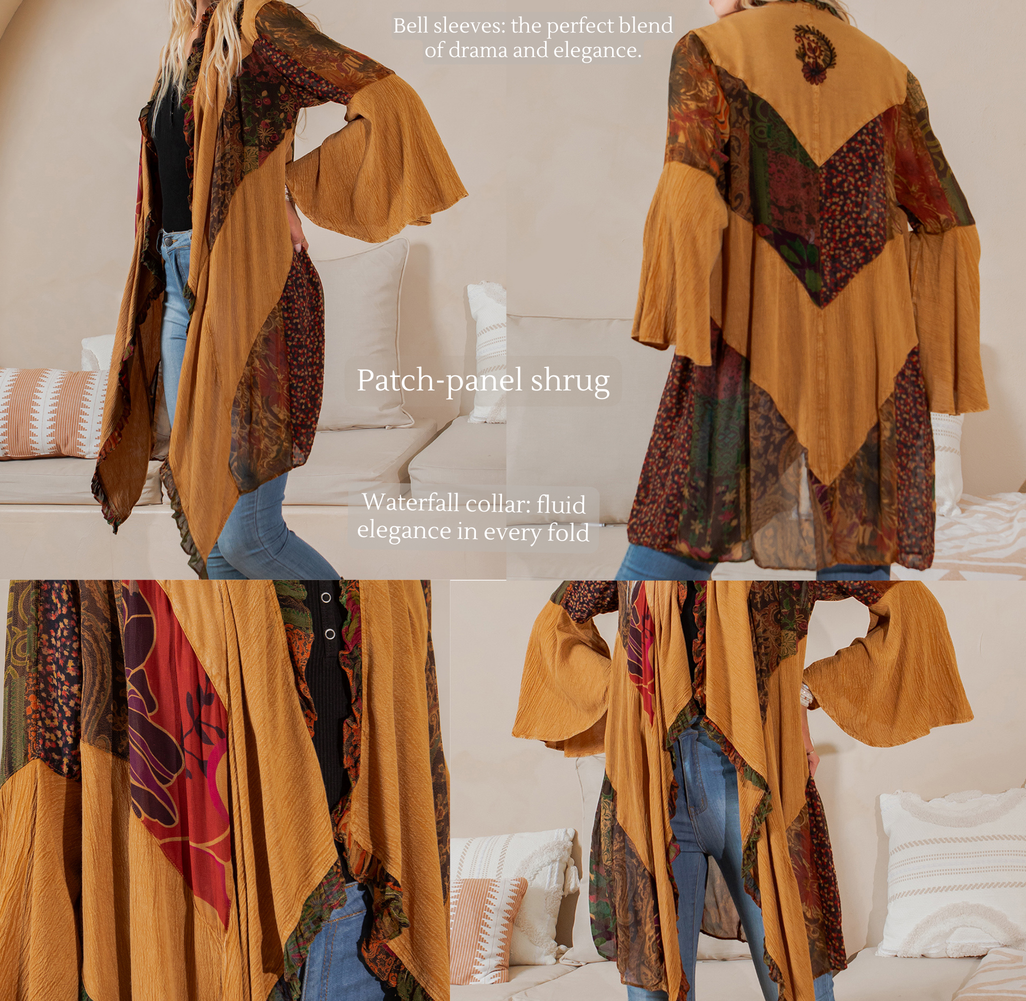 Young Threads - Rustic Bohemian: Patchworked Shrug ALSO IN PLUS