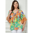 Winslow Collection - PLUS SIZE SHEER PRINTED PEASANT BLOUSE COU95L78X