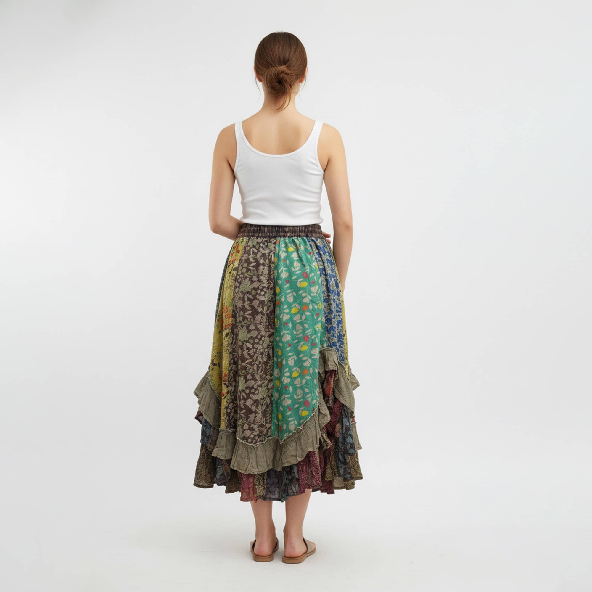 Young Threads - Bohoemian Mid-Length Skirt with Rayon Print (New Color) SK23162