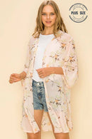 Shopin LA - SP1000GP-0619 -PLUS SIZE FLORAL PRINT KIMONO CARDIGAN