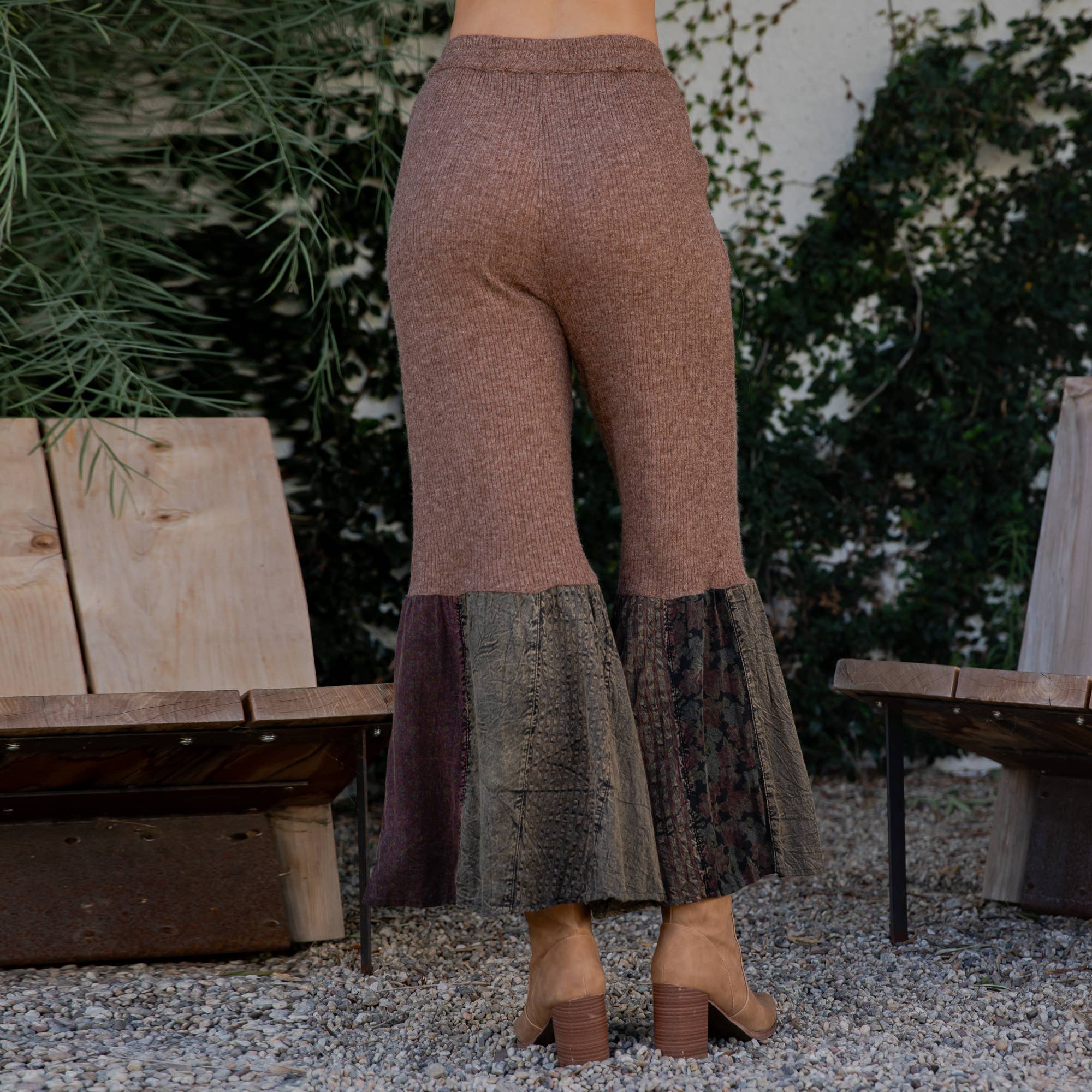Young Threads - Preorder: Bell Bottom Boho Pants in Crochet Sweater Fusion