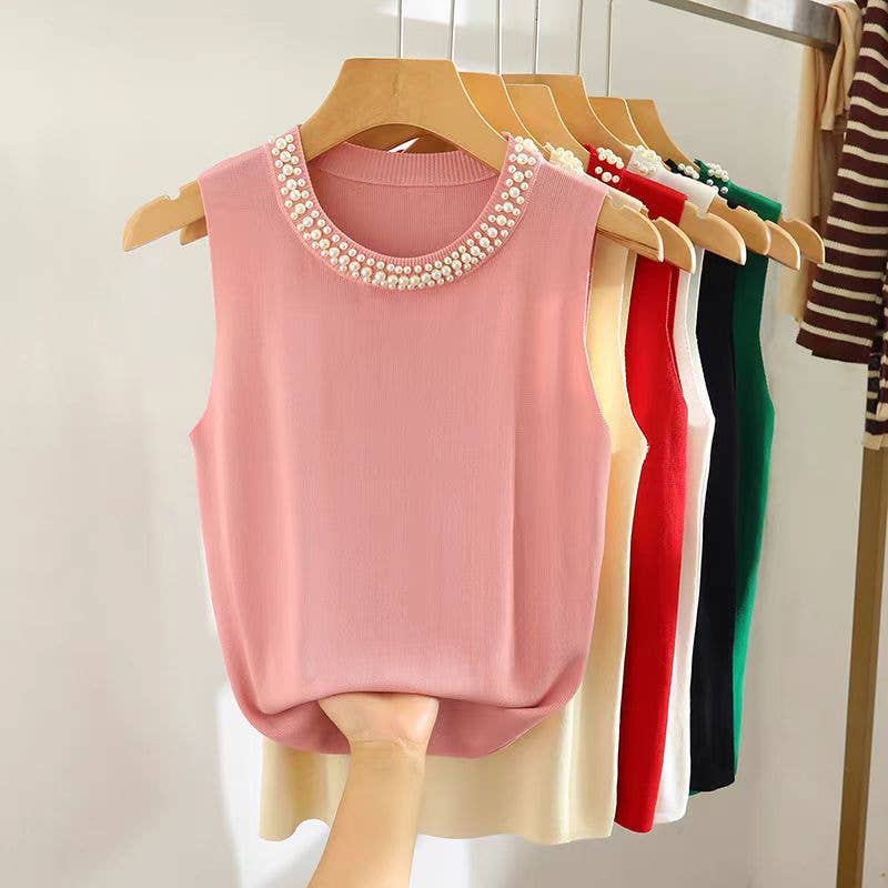 Hope & Sunshine - Beaded Sleeveless Knit Top