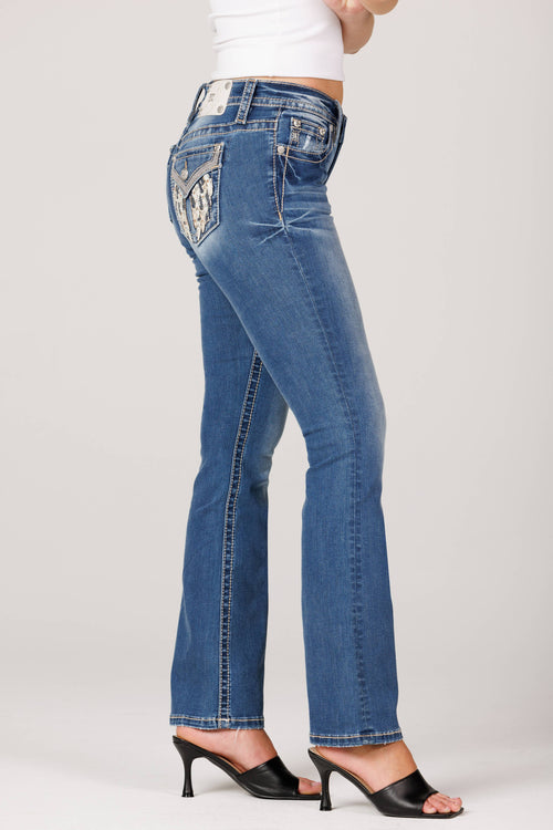 Miss Me - M5082T206SS- 31IN MID RISE STRAIGHT CUT JEANS