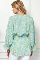 Shopin LA - CSP9143. - WOMEN MULTI COLOR RUFFLE DRAWSTRING BUTTON TOP