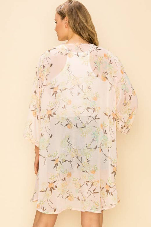 Shopin LA - SP1000GP-0619 -PLUS SIZE FLORAL PRINT KIMONO CARDIGAN