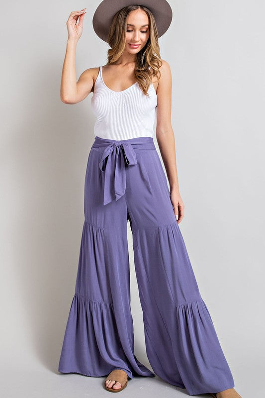 Ruffle Three Tiered Wide Leg Pants