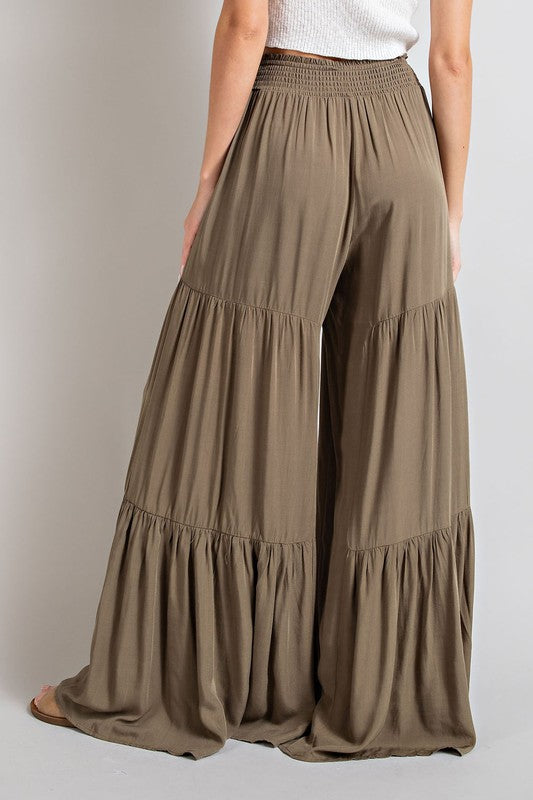 Ruffle Three Tiered Wide Leg Pants