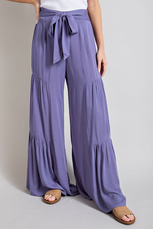 Ruffle Three Tiered Wide Leg Pants