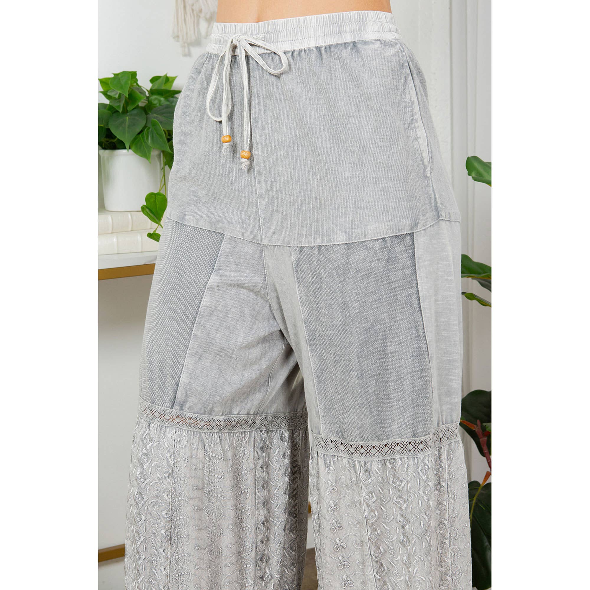 YOUNG THREADS - Artisanal Patchwork Flared Pants - Boho Chic Elegance