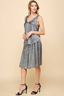 Shopin LA - SPT5228 - WOMEN METALLIC SHIMMER V NECK SLEEVELESS TOP